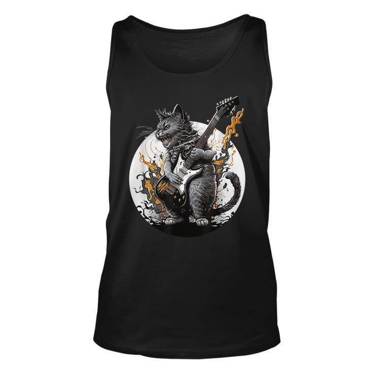Cat Playing Guitar | Rock Cat | Heavy Metal Cat | Music Cat  Unisex Tank Top