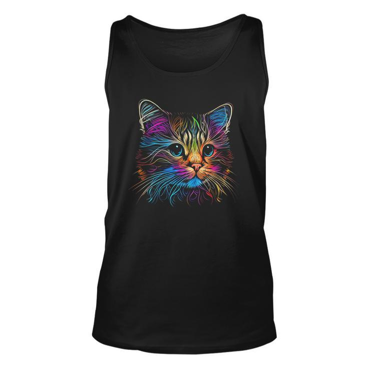 Cats Colorful Cat Cats Head Catlovers  Unisex Tank Top