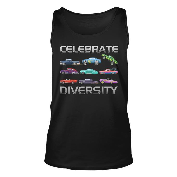 Celebrate Diversity Classic Muscle Apparel Types Muscle Car Unisex Tank Top