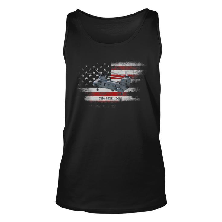 Ch-47 Chinook Helicopter Usa Flag Helicopter Pilot Gifts  Unisex Tank Top