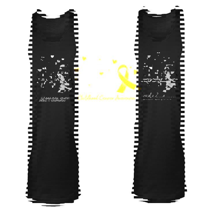 Childhood Cancer Awareness Heartbeat Gold Ribbon Tank Top