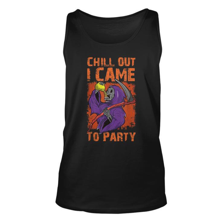 Chill Out I Came To Party Retro Scythe Grim Reaper Halloween Halloween Tank Top