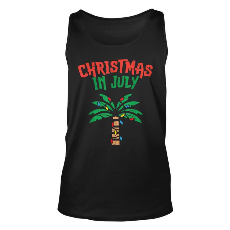 Christmas In July Palm Tree Lights Tropical Summer Christmas Tank Top