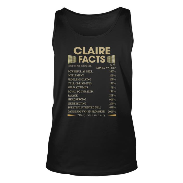 Claire Name Gift Claire Facts Unisex Tank Top