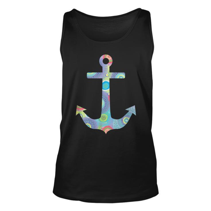 Colorful Anchor Cute Summer Sea And Beach Lover Nautical Unisex Tank Top