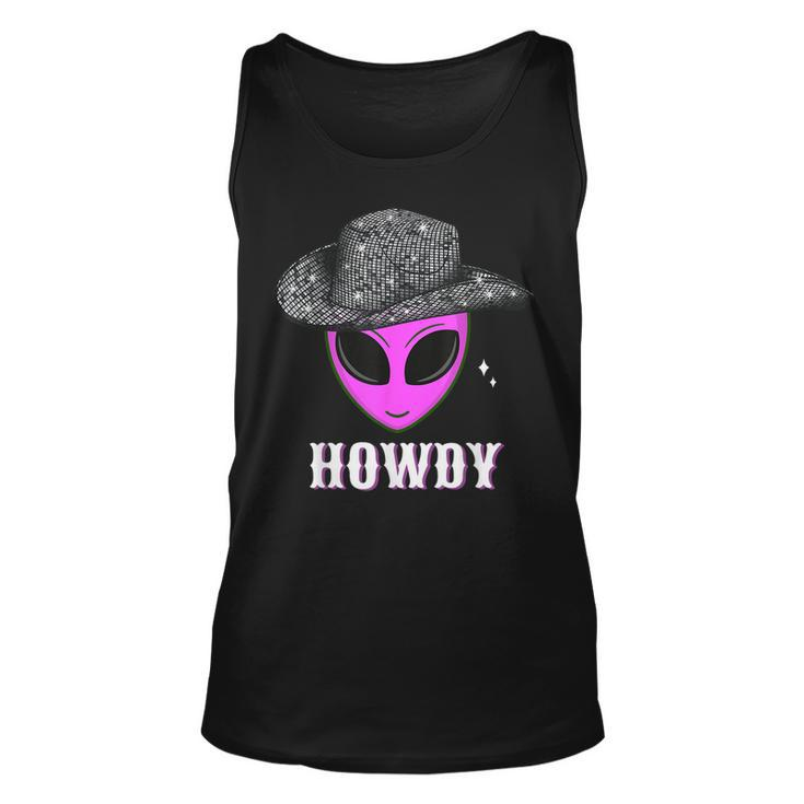 Cool Cowboy Hat Alien Howdy Space Western Disco Theme Tank Top