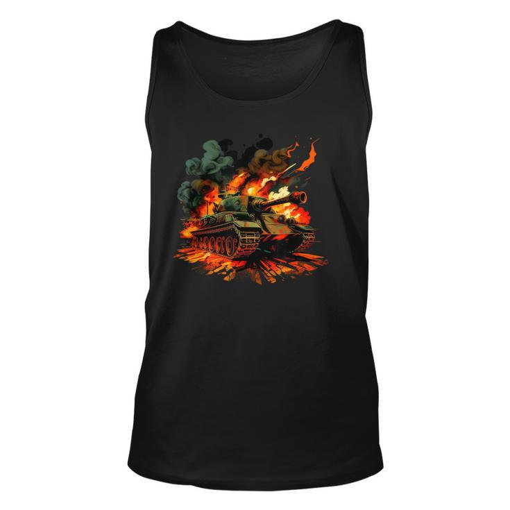 Cool Tank On Flames For Military Tank Lovers  Unisex Tank Top