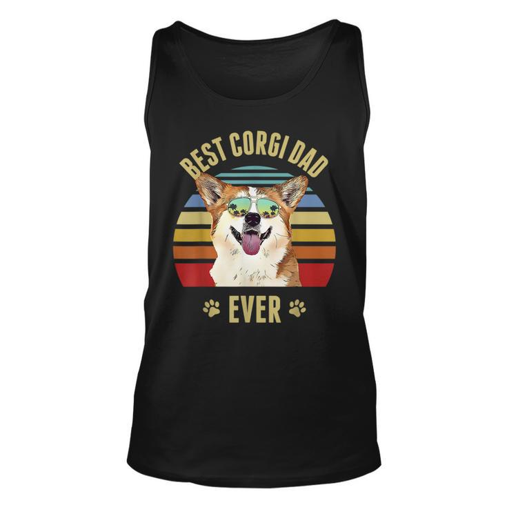 Corgi Best Dog Dad Ever Retro Sunset Beach Vibe  Unisex Tank Top