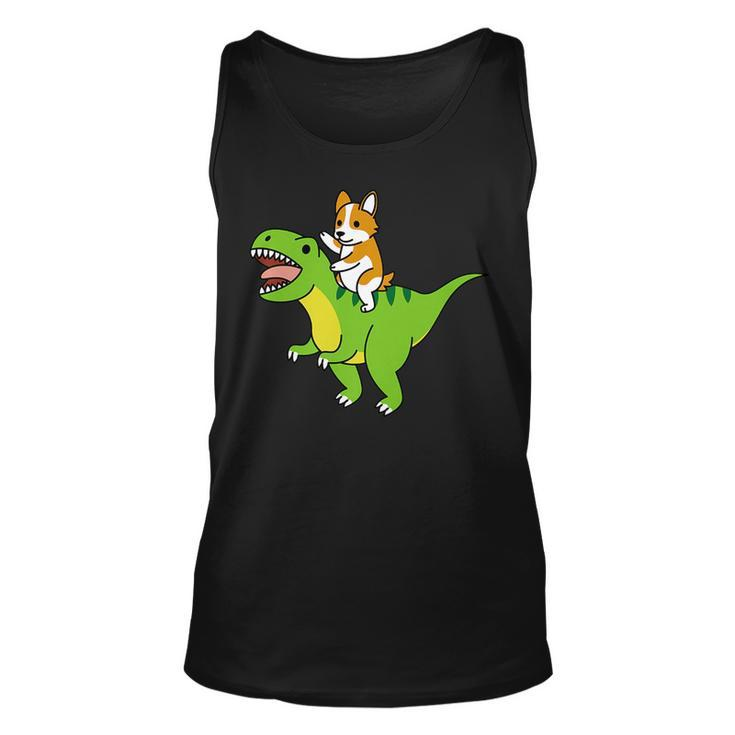 Corgi Riding T-Rex Dinosaur Dog   Unisex Tank Top
