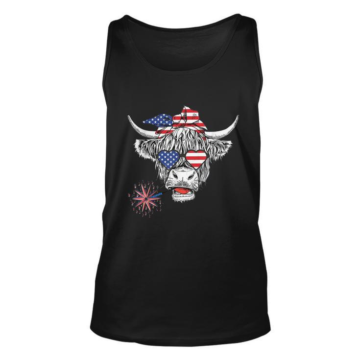 Cow Usa Flag 4Th Of July Patriotic Heifer Highland Cow Lover Tank Top