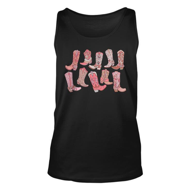 Cowgirl Boots Pink  Country Bride Boots Booze  Unisex Tank Top