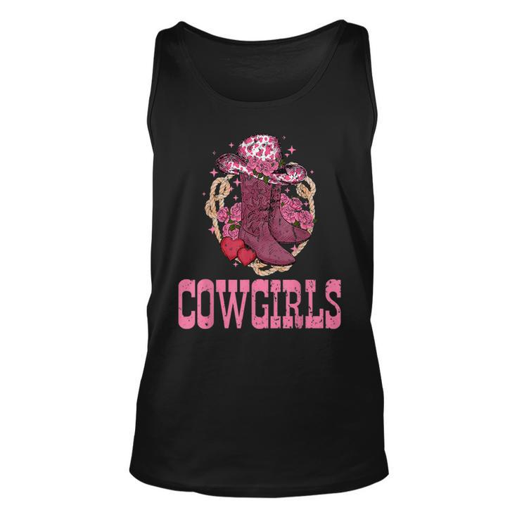 Cowgirls Pink Cowboy Hat Boots Western Cowgirls Rodeo Rodeo Tank Top