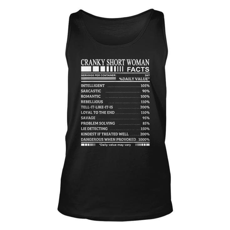 Cranky Short Woman Facts Servings Per Container  Unisex Tank Top
