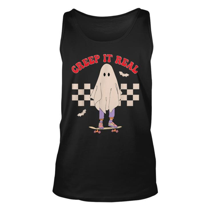 Creep It Real Ghost Halloween Groovy Retro Vintage IT Tank Top