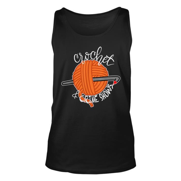 Crochet And Crimes Shows Funny True Crime Crocheting Lover  Unisex Tank Top