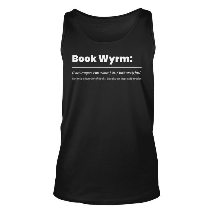 Cute Book Worm Definition | Funny Librarian Book Dragon   Unisex Tank Top