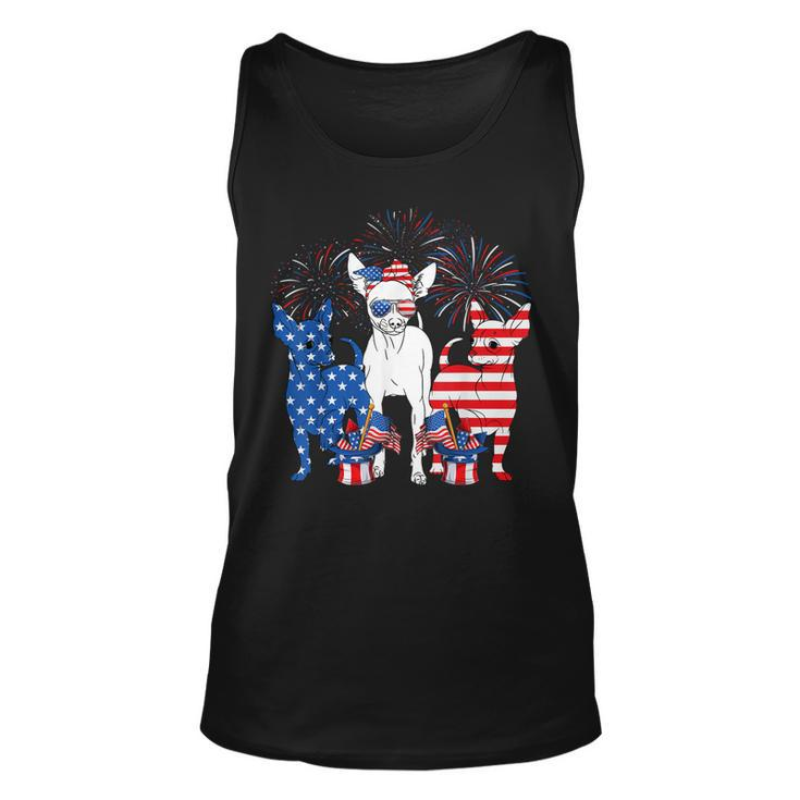 Cute Chihuahua Dogs American Flag Indepedence Day July 4Th  Unisex Tank Top