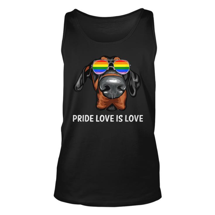 Cute Lgbt Pride Love Is Love Doberman Dog Puppy  Unisex Tank Top