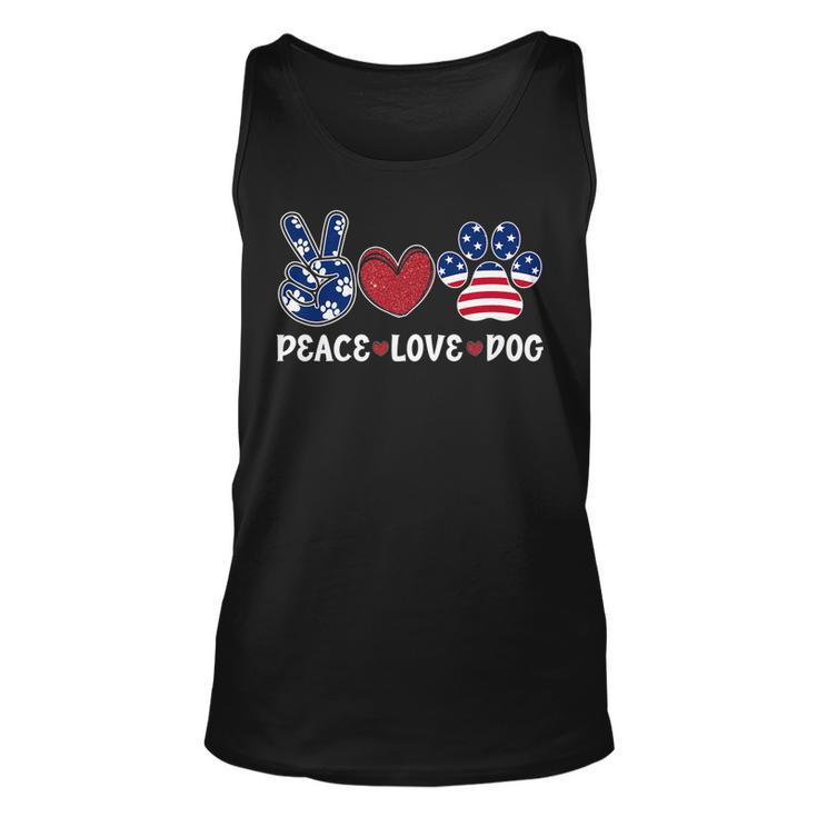 Cute Peace Love Dog Paw Usa Flag Patriotic Happy 4Th Of July Tank Top