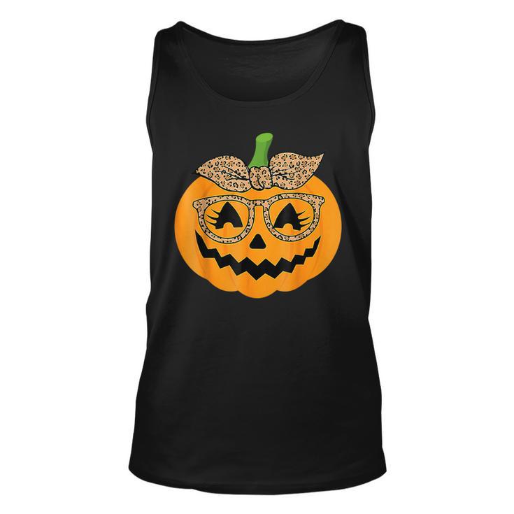 Cute Pumpkin Leopard Glasses And Bandana Halloween Costume Tank Top