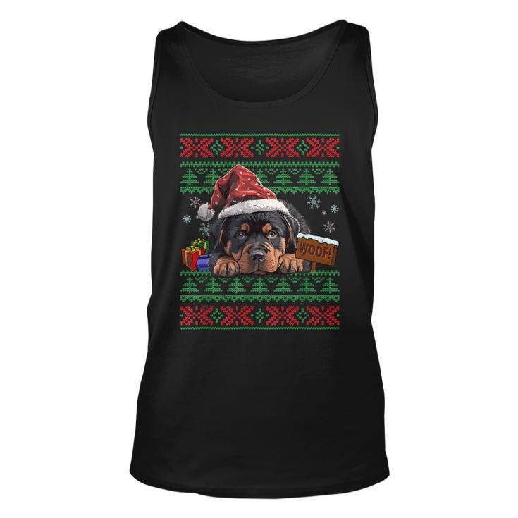 Cute Rottweiler Dog Lover Santa Hat Ugly Christmas Sweater Tank Top