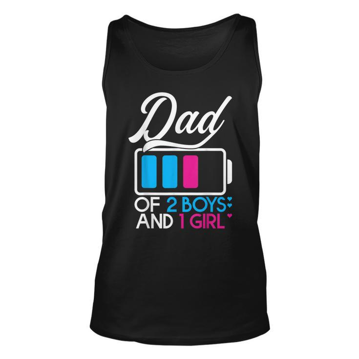 Dad Of 2 Boys And 1 Girl Battery Fully Fathers Day Birthday Tank Top
