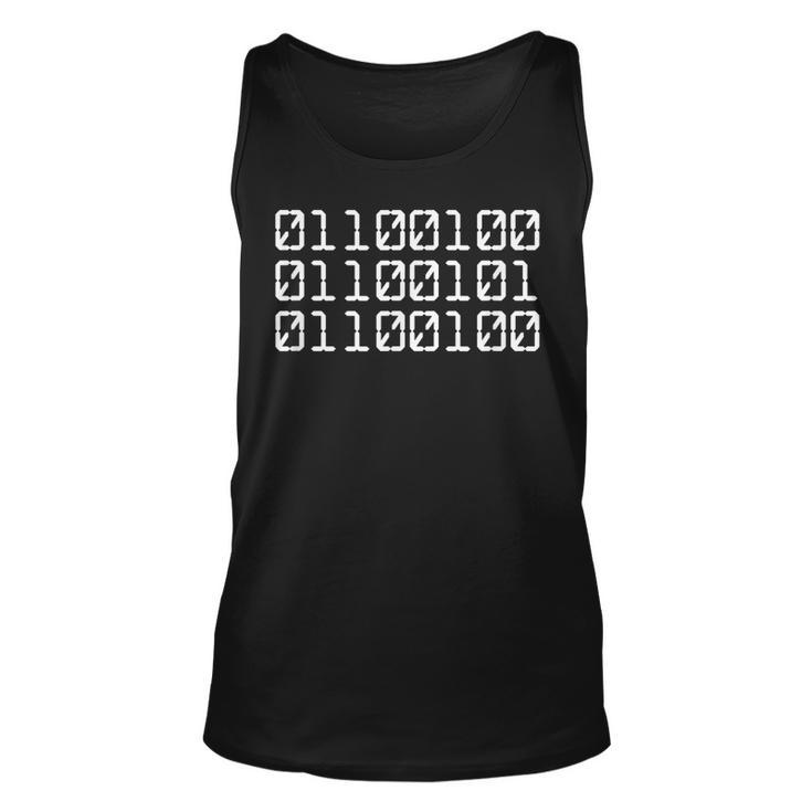 Dad In Binary Code Fathers Day Math Coder  Unisex Tank Top