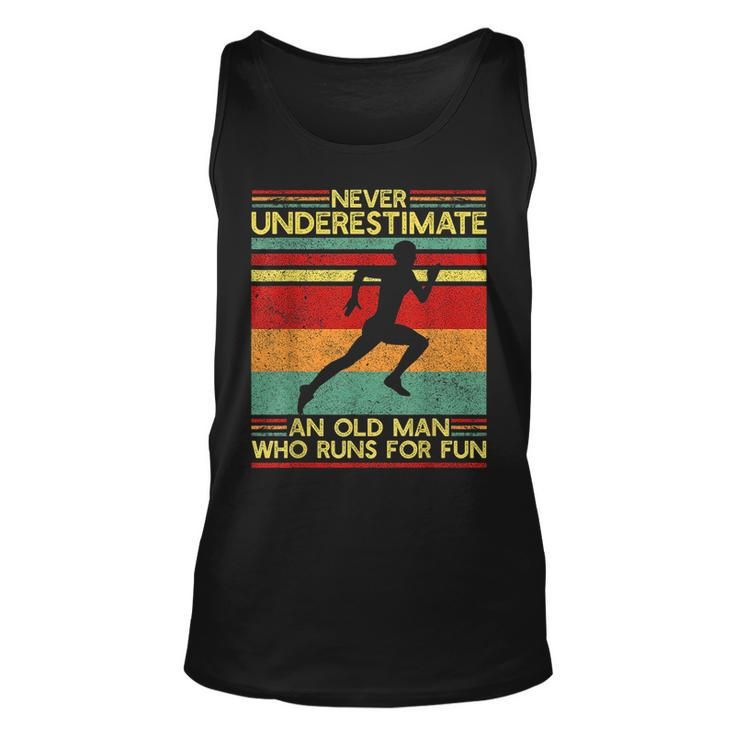 Dad Love Never Underestimate An Old Man Who Runs For Fun Unisex Tank Top