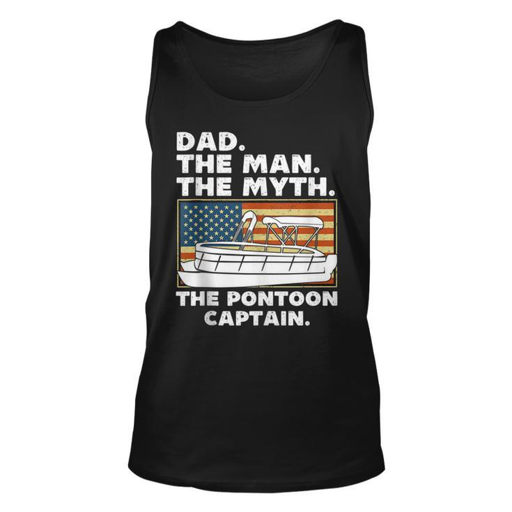 Dad Man Myth Pontoon Captain American Flag Boat Fathers Day Tank Top