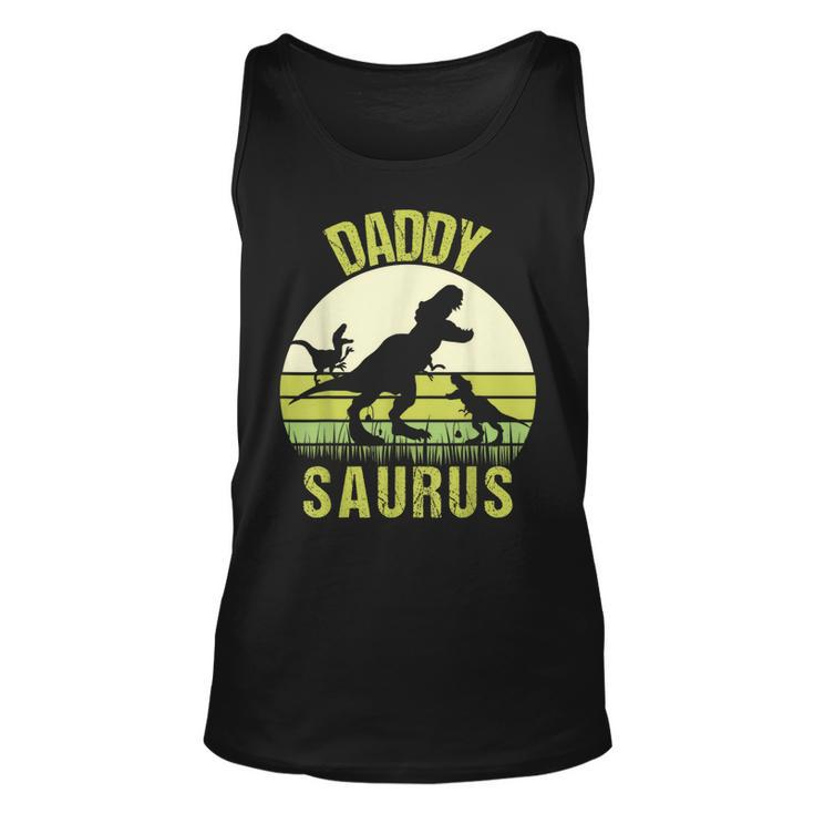 Daddy Dinosaur Daddysaurus 2 Two Kids Fathers Day  Unisex Tank Top