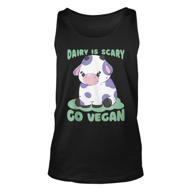 Dairy Is Scary Go Vegan Cow Lovers Hilarious Vegan Parody  Unisex Tank Top