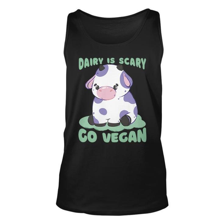 Dairy Is Scary Go Vegan Cow Lovers Hilarious Vegan Parody   Unisex Tank Top