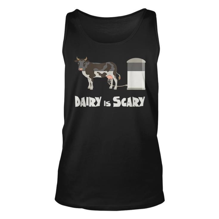 Dairy Is Scary | Vegan Design | Cow In Factory Farming  Unisex Tank Top