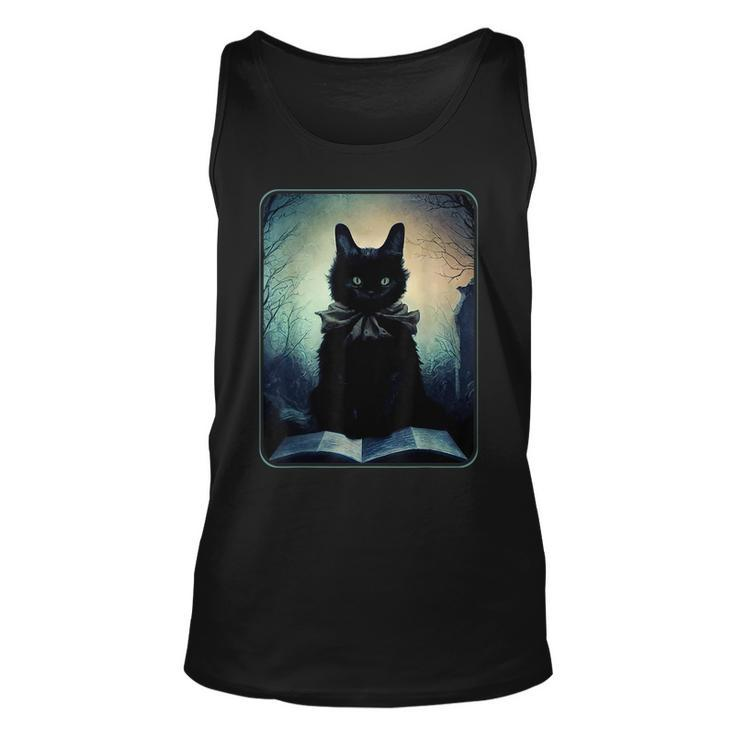 Dark Art Black Cat And Her Magic Book Magic Funny Gifts Unisex Tank Top