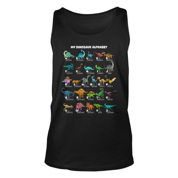 My Dinosaur Alphabet Abc Identification A-Z Types Of Dinos Tank Top