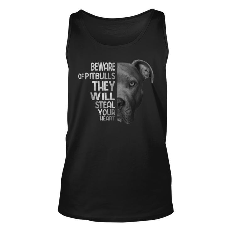 Dog Beware Of Pitbulls They Will Steal Your Heart Pitbull  Gift For Women Unisex Tank Top