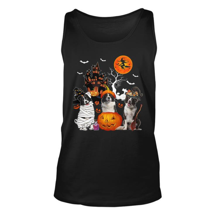 Dog Border Collie Three Border Collies Halloween Mummy Scary Witch Lover Owner Unisex Tank Top