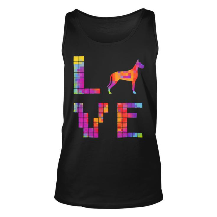 Dog Mom Great Dane Shirts Dog Lover Pixel Art Unisex Tank Top