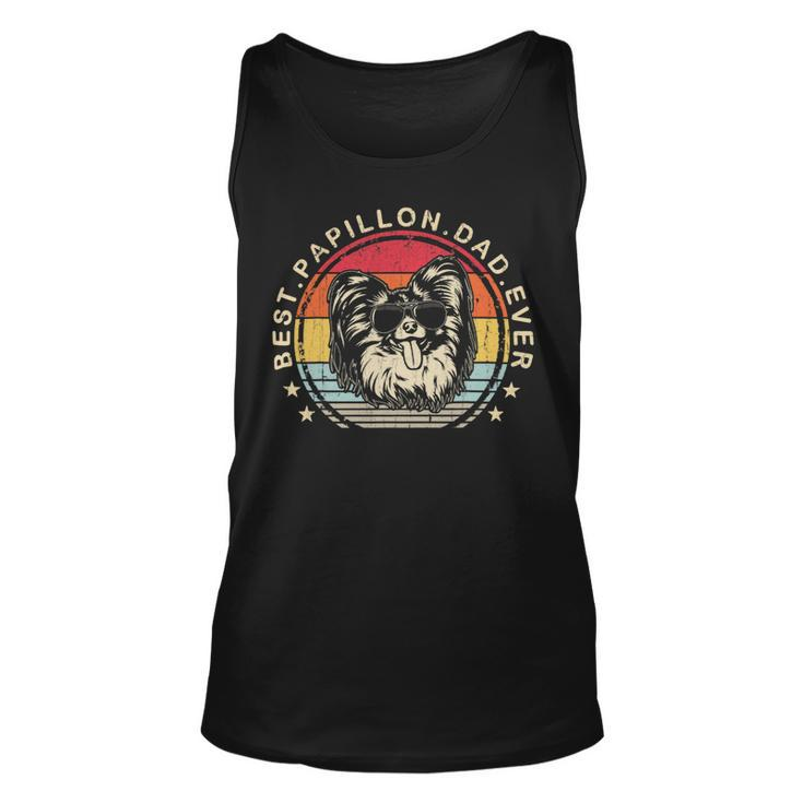 Dog Papillon Mens Best Papillon Dad Ever Cool Fathersday Retro Style Unisex Tank Top