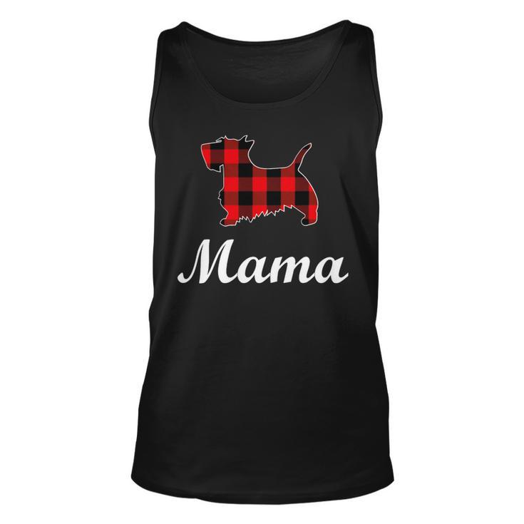 Dog Scottish Terrier Mama Red Buffalo Plaid Scottish Terrier Unisex Tank Top