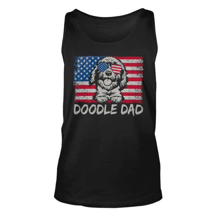 Doodle Dad American Flag Joke Fathers Day Goldendoodle Dad Unisex Tank Top