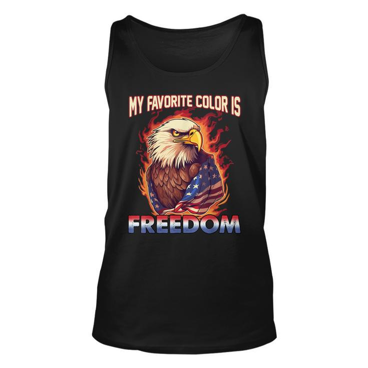 Eagle American Flag My Favorite Color Is Freedom Patriotic  Unisex Tank Top