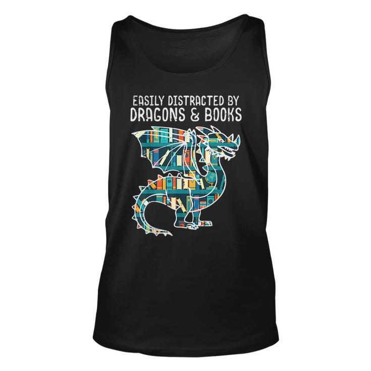 Easily Distracted By Dragons Books Reading Bookworm Reading  Tank Top