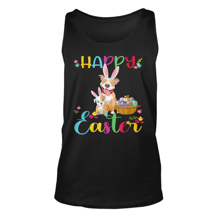 Easter Day Pitbull Dog Puppy Wearing Rabbit Ears For Rabbit Lovers Tank Top