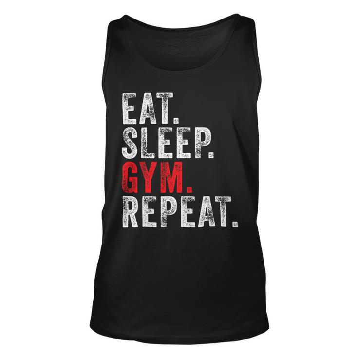 Eat Sleep Gym Repeat Funny Workout Train Vintage Distressed Unisex Tank Top