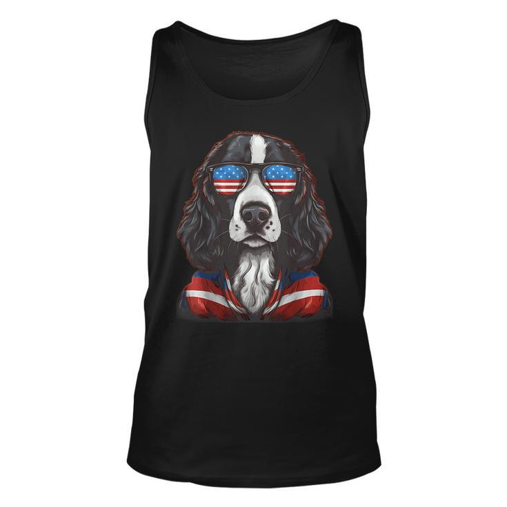 English Springer Spaniel American Flag Us  4Th July Gifts  Unisex Tank Top