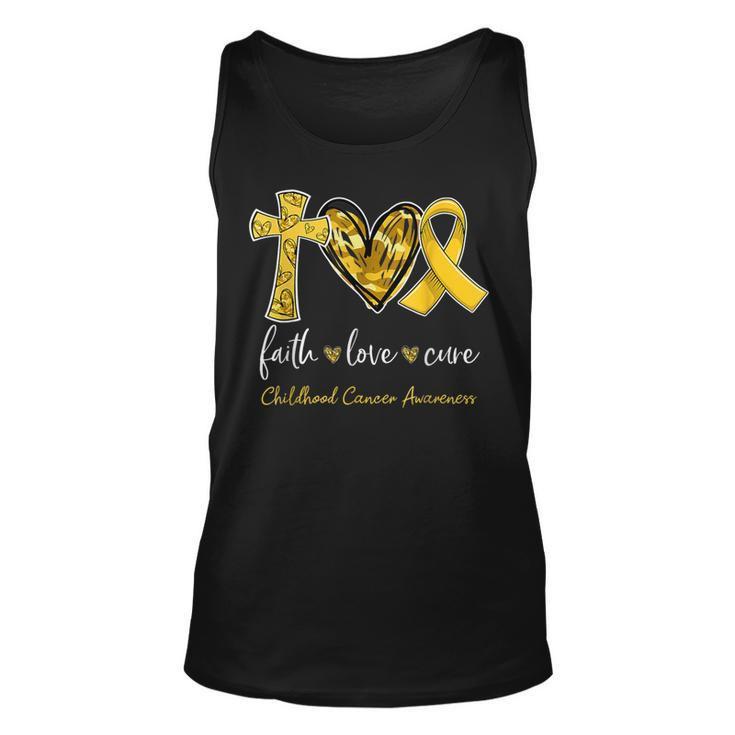 Faith Love Cure Gold Ribbon Childhood Cancer Awareness Tank Top