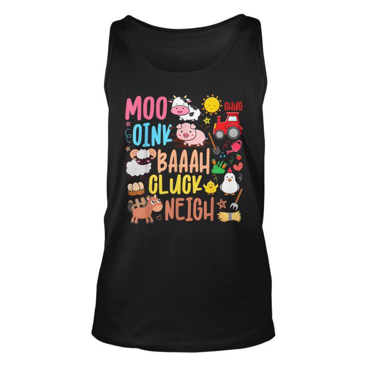 Farm Animals Sounds Oink Baa Neigh Cluck Moo Toddler Farmer Tank Top