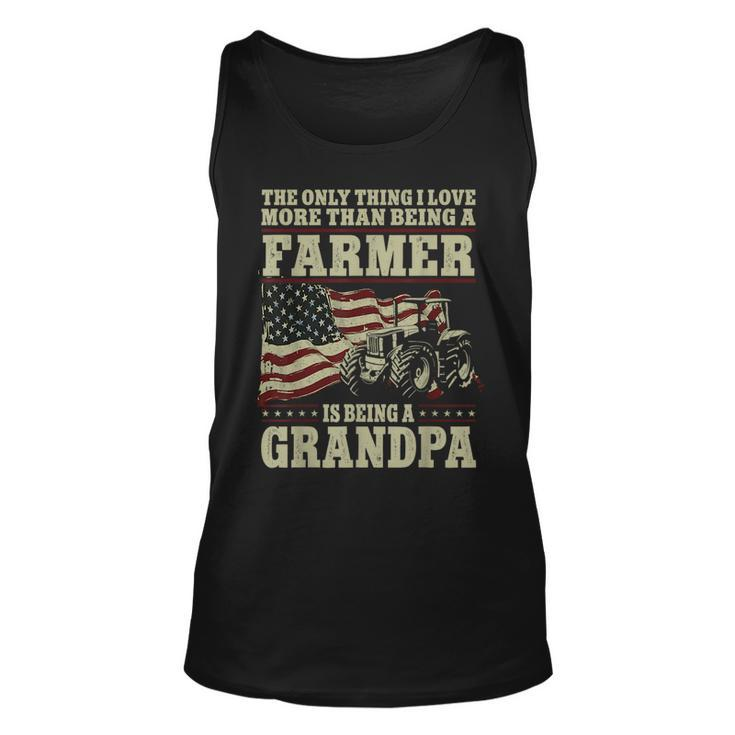 Farming Farmer Grandpa Vintage Tractor American Flag The  Unisex Tank Top