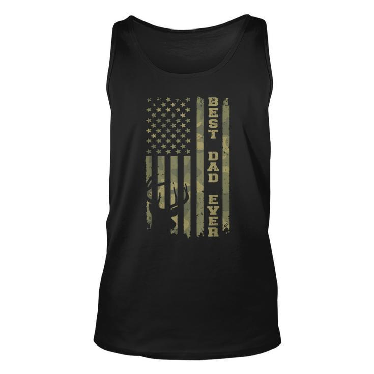 Fathers Day Best Dad Ever Vintage Camo Usa Flag Deer Hunter  Unisex Tank Top